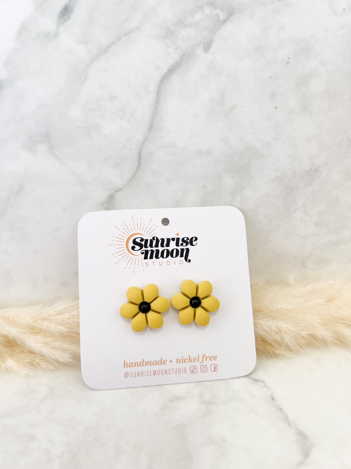 31A- Puffy Flower Studs- Yellow