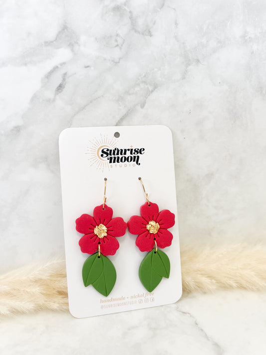 33A- Pink Flower Dangles