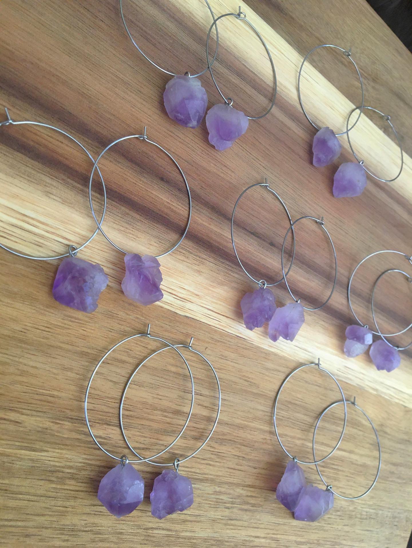 Amethyst Nugget Hoops