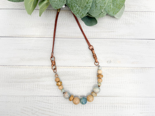 Argentina Lemurian Jasper Wood Necklace