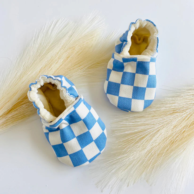 Blue Checkered Baby Shoes