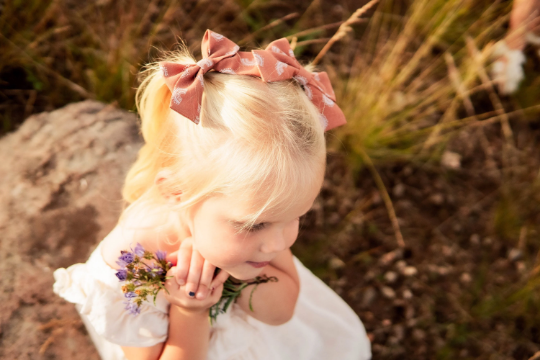 Pink Flowers Set of 3 Pinwheel Bows