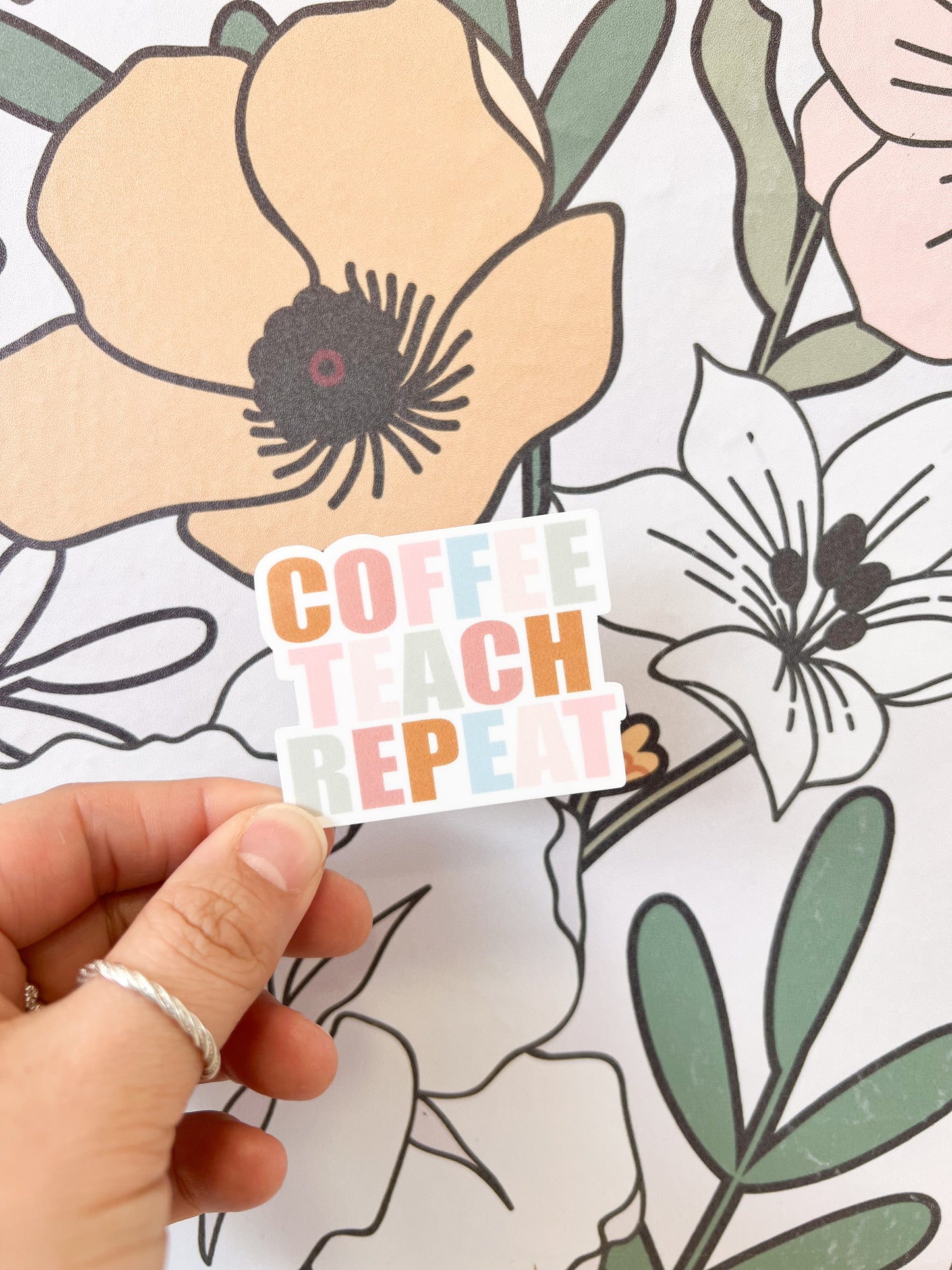 Coffee Teach Repeat Sticker