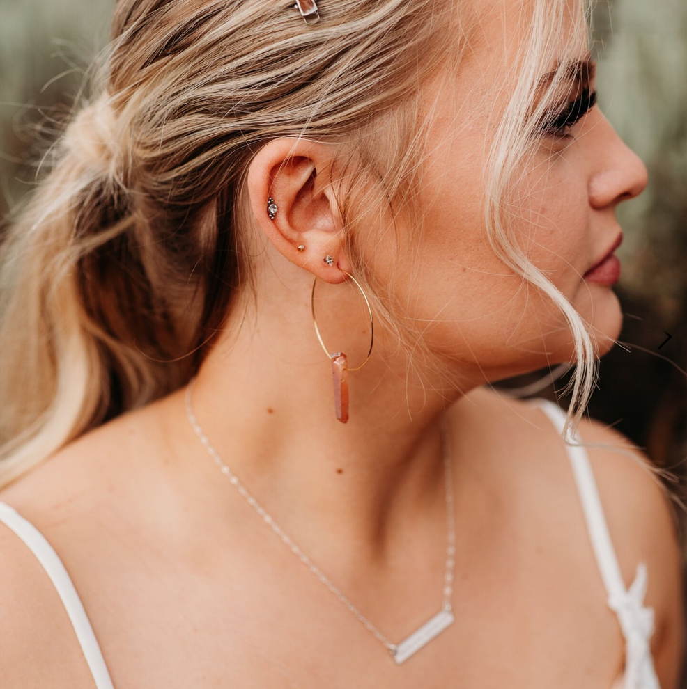 Fire Citrine Crystal Earrings-40 MM