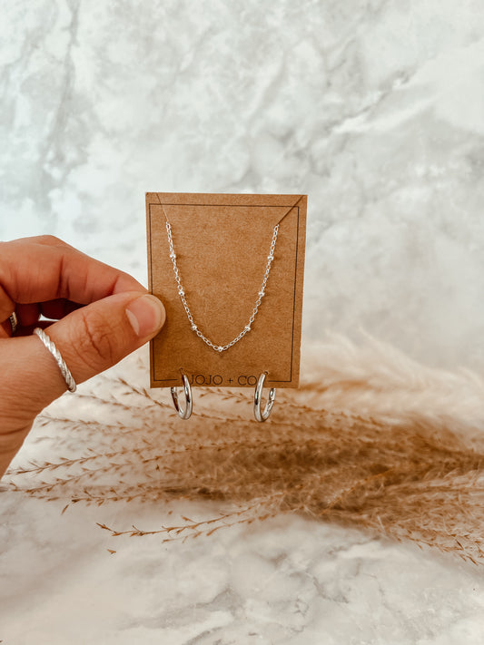 Gift Box- Silver Satellite Necklace 19" & Silver 20 MM Earrings