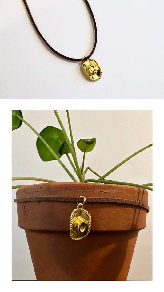 Gold Cowboy Hat Plant Charm