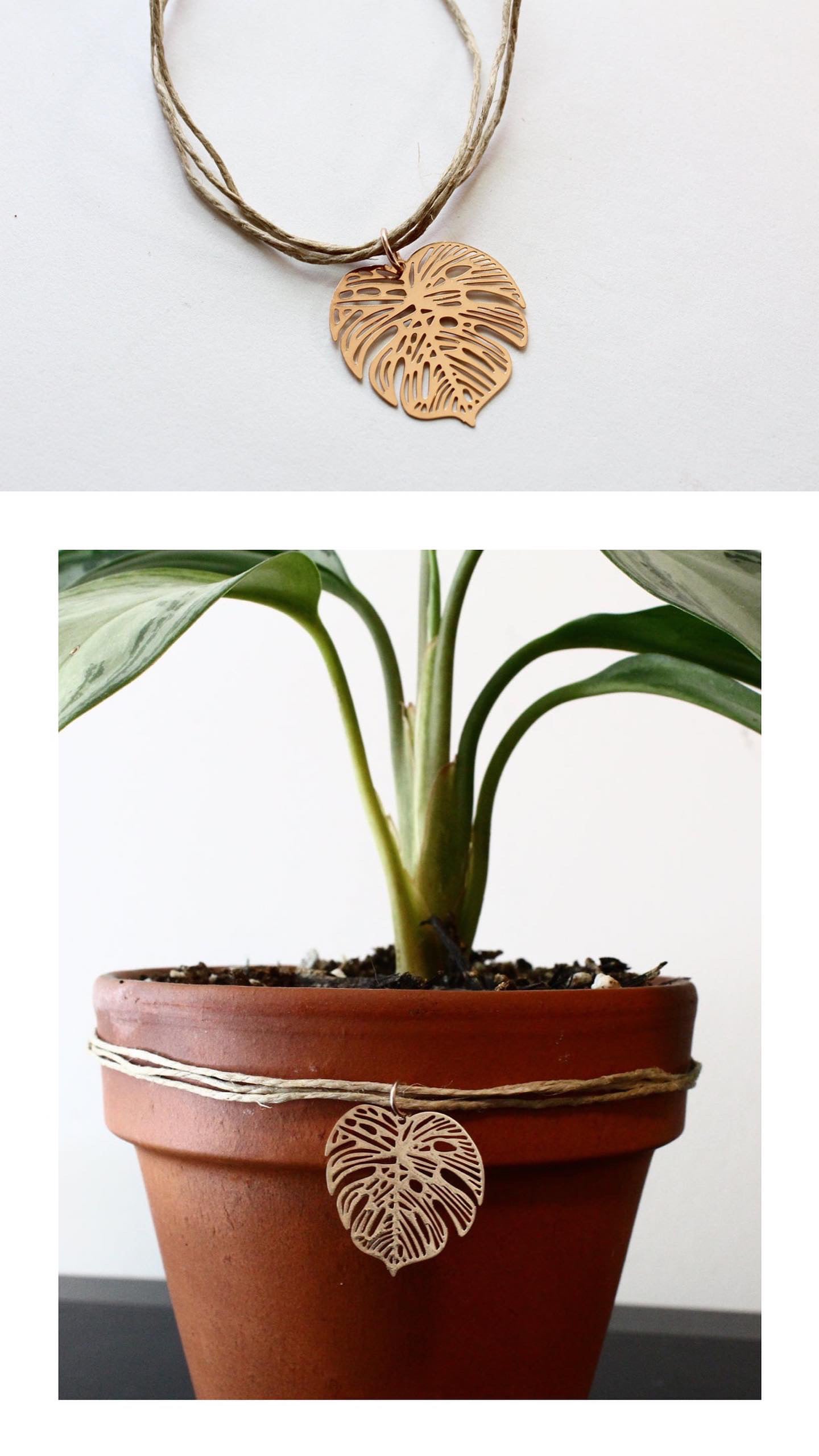 Gold Monstera Plant Charm