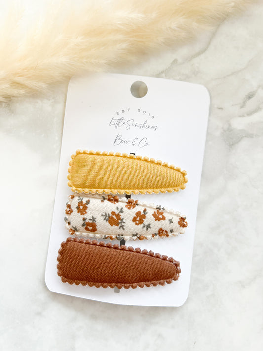 Mustard Snap Hair Clip Set