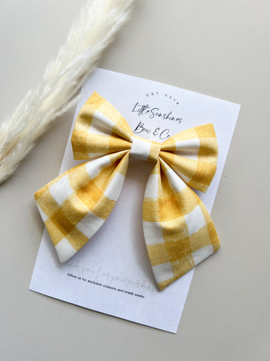 Beige Gingham Sailor Bow