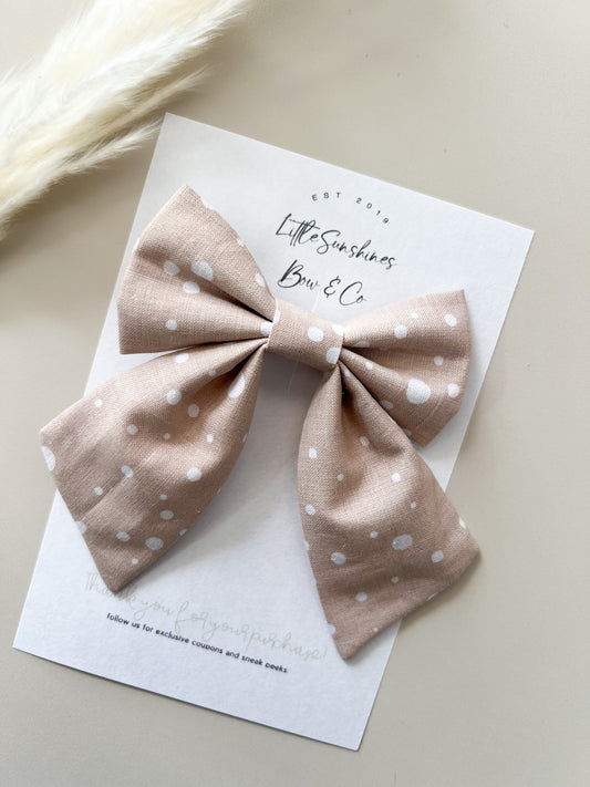 Beige Polka Dot Sailor Bow