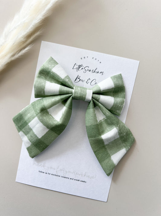 Green Gingham Sailor Bow