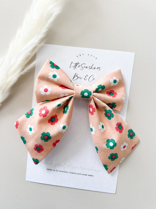 Green Flower Sailor Bow