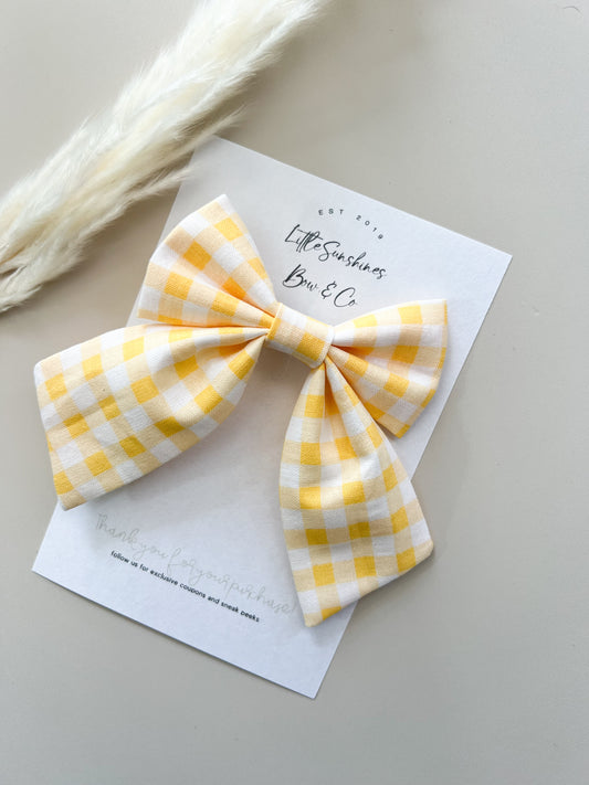 Yellow Gingham Sailor Bow