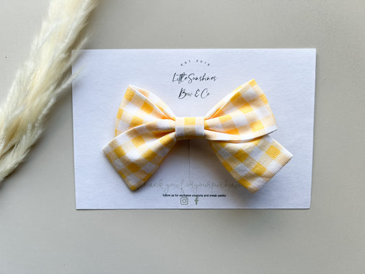 Yellow Gingham Pinwheel Bow