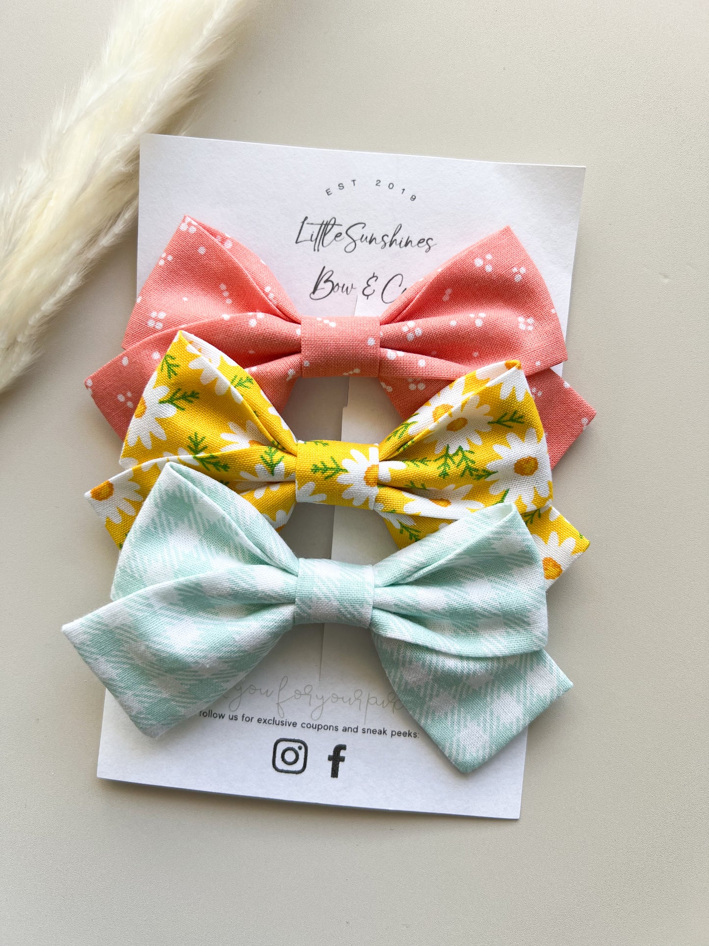 Yellow Flowers Set of 3 Pinwheel Bows