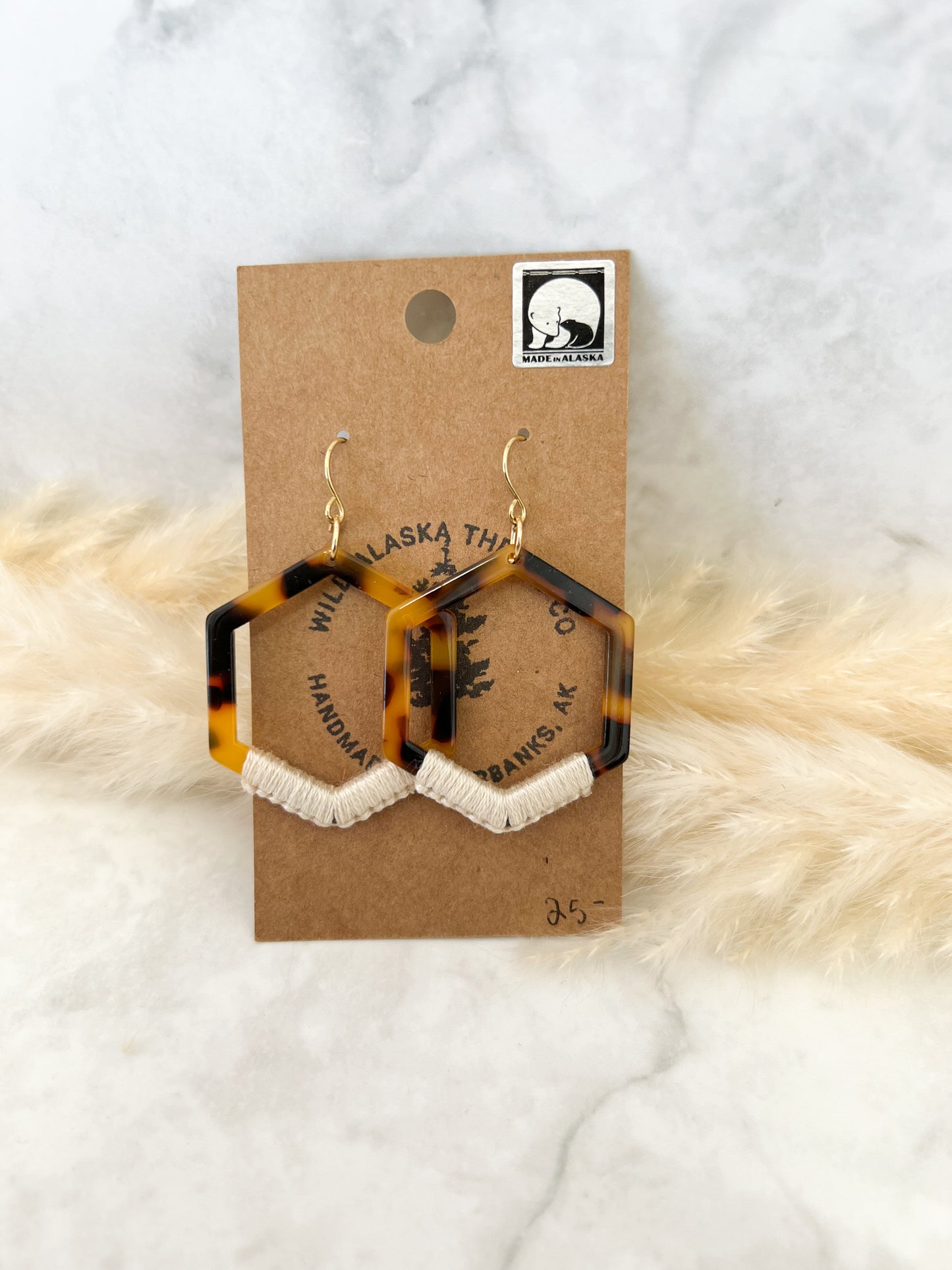 Tortoise Shell Crochet Earrings