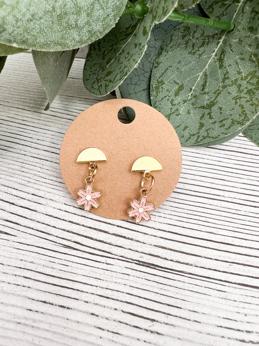 Pink Daisy Earrings