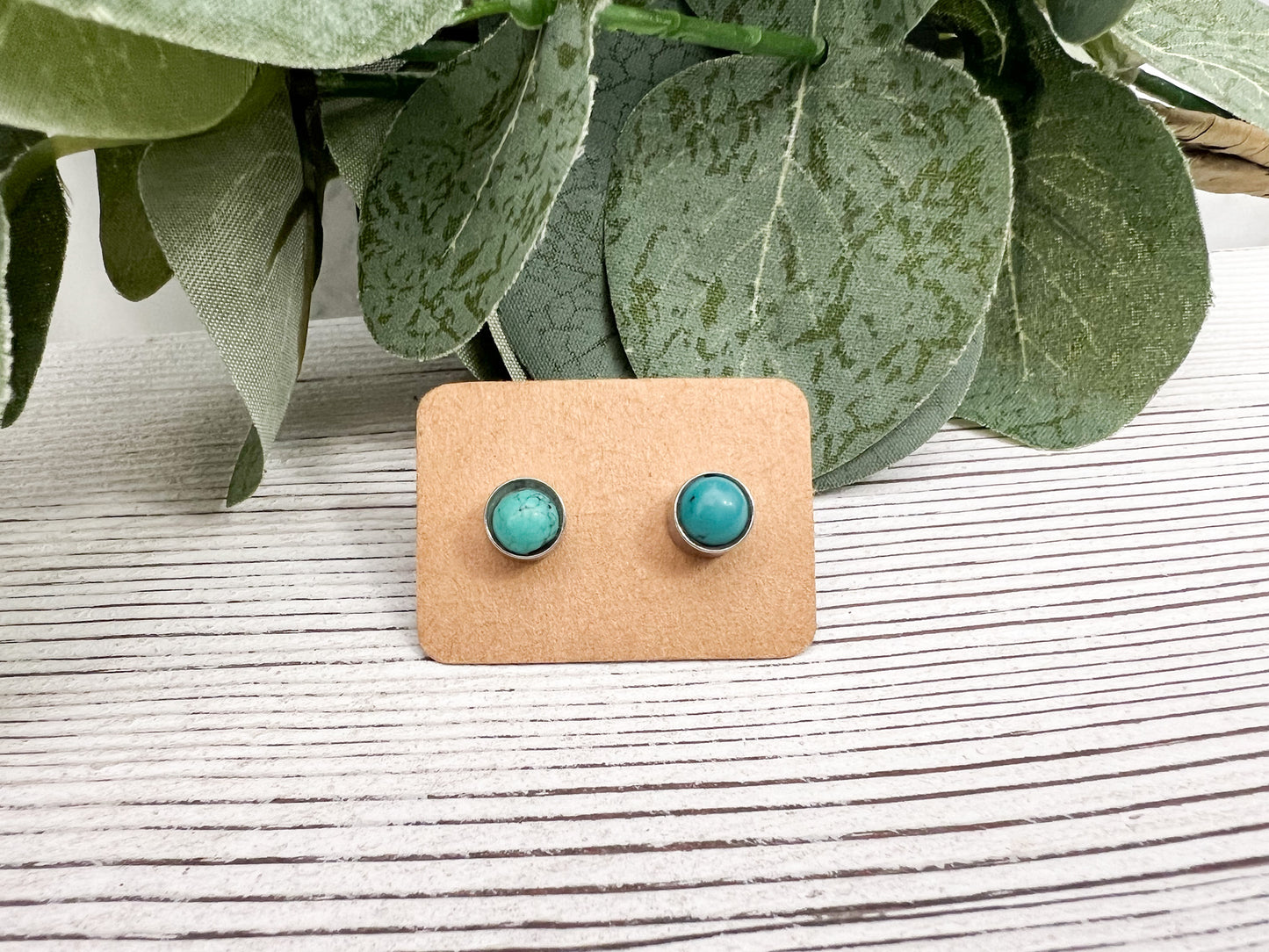 Turquoise Bezel Stud Earrings