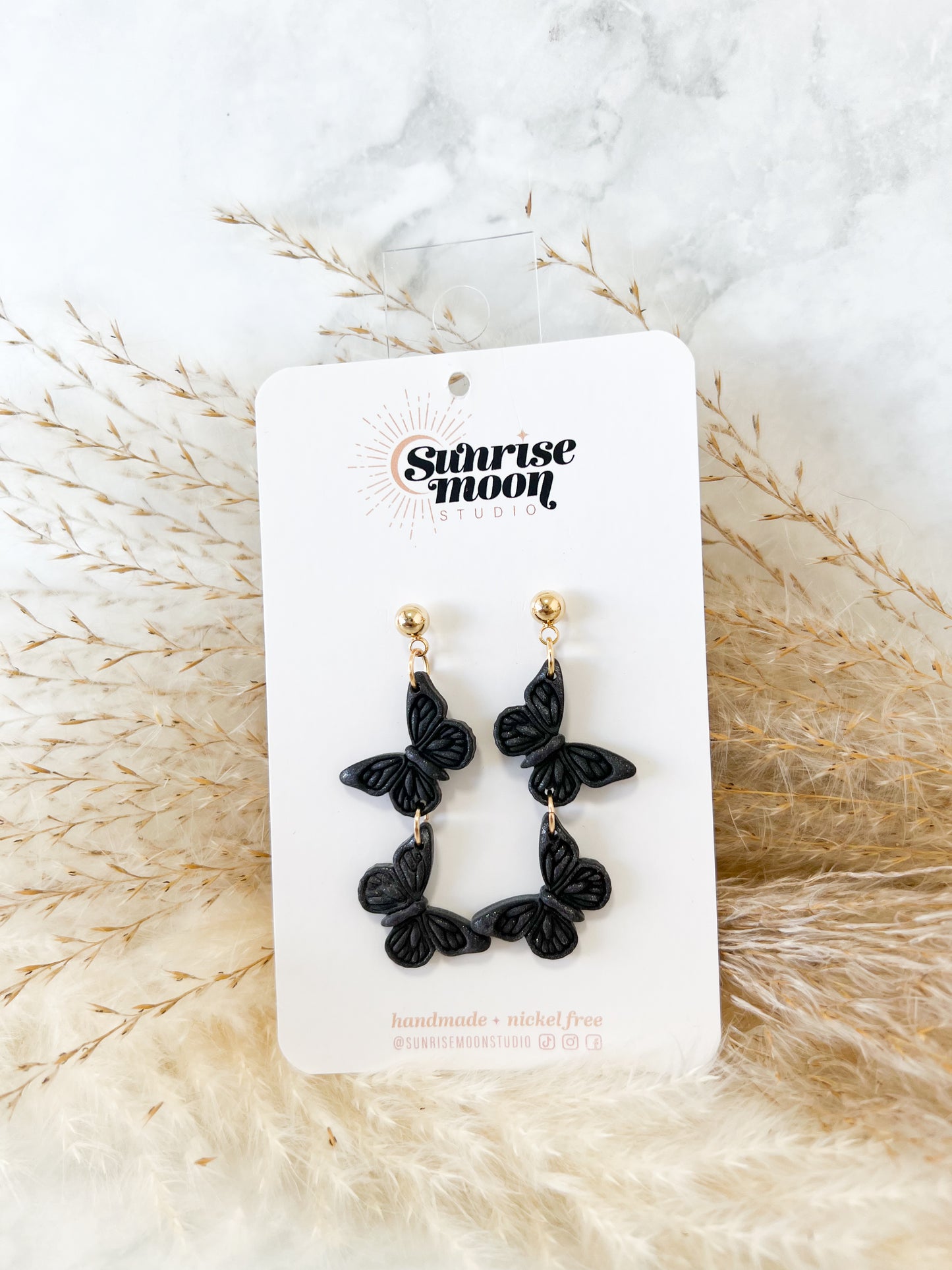 4A-Black Butterfly Earrings