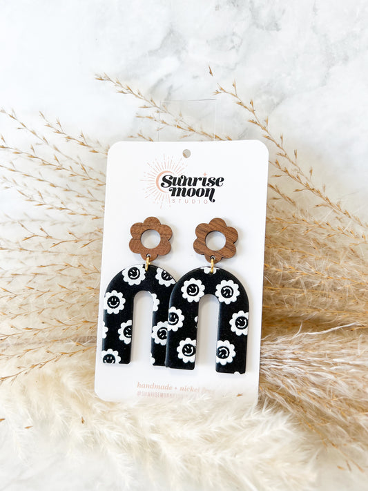 11A- Wooden Smiley Arch Earrings