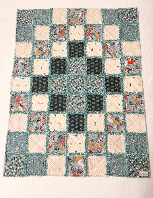 Teal Rainbow Baby Quilt