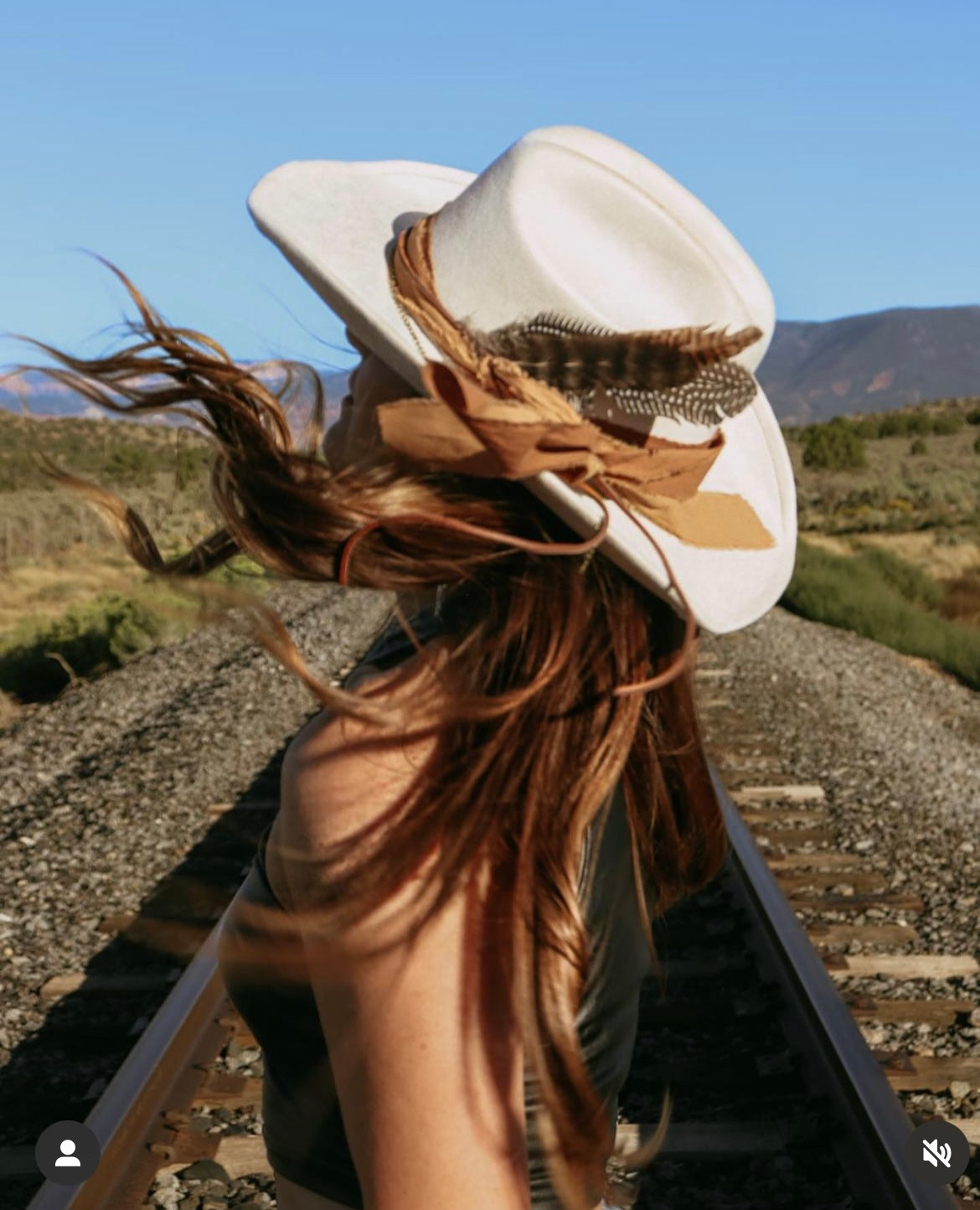 Taupe Flowers Rust Band Hat