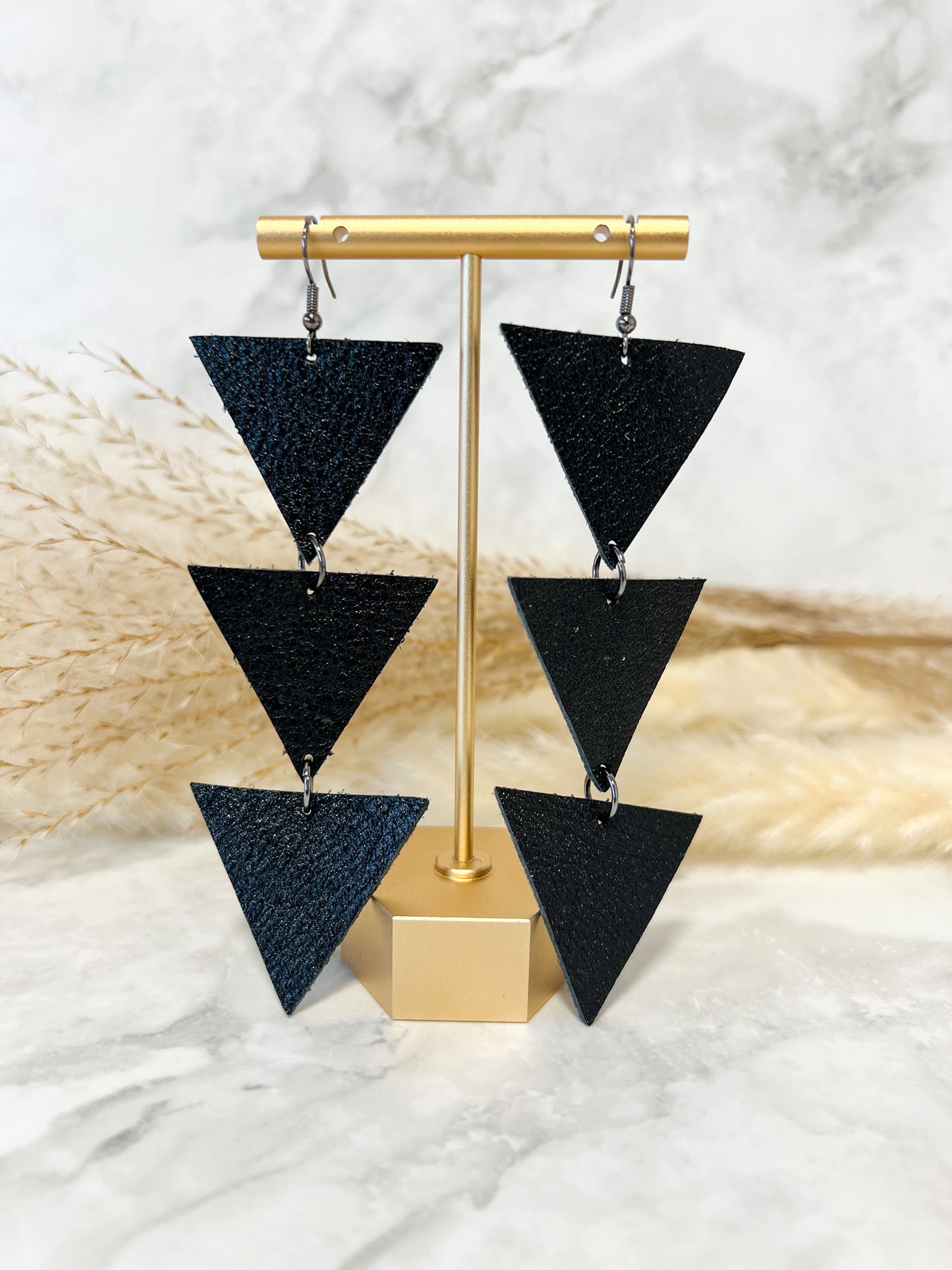 Leather Triangle Earrings