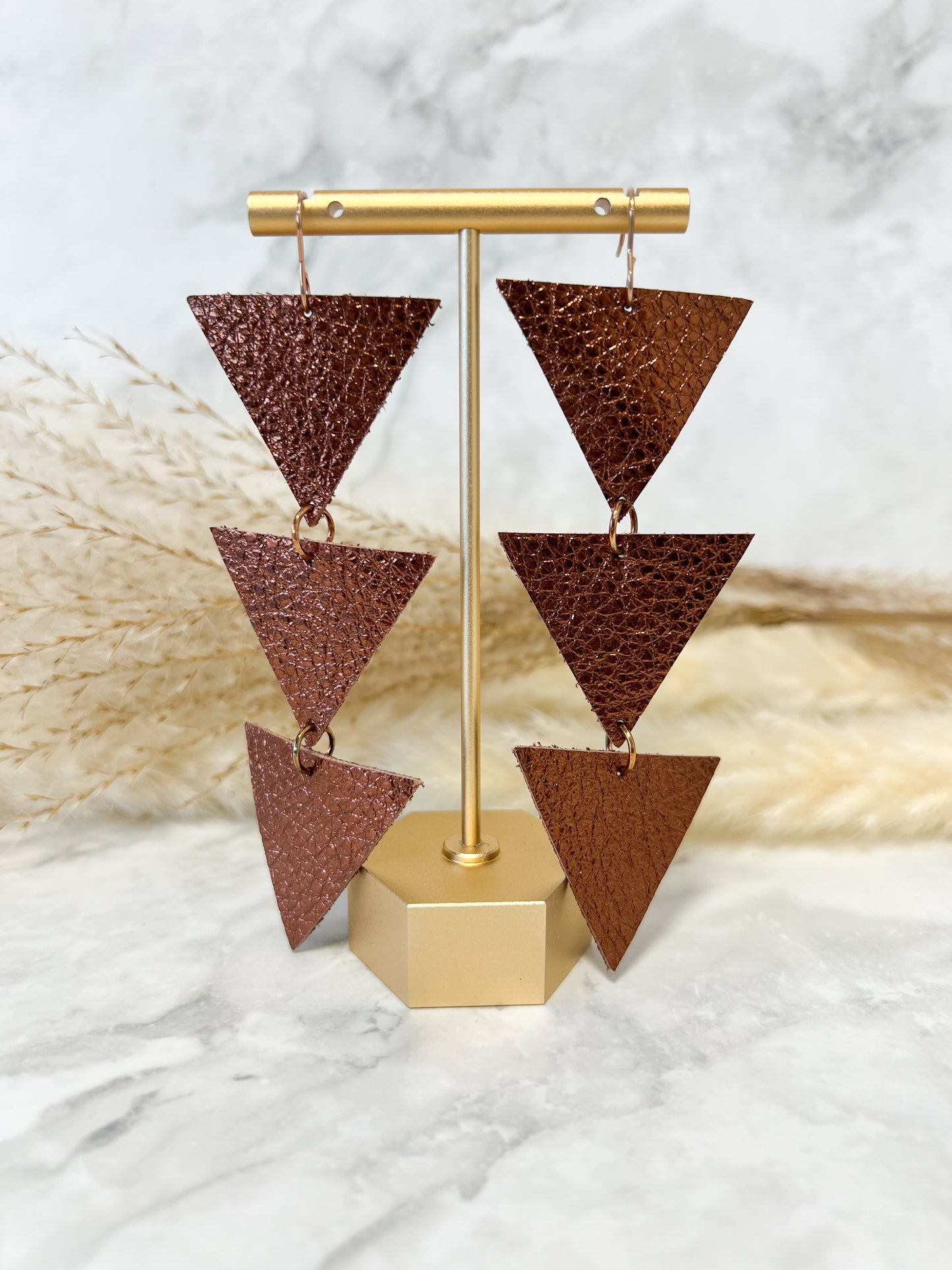 Leather Triangle Earrings