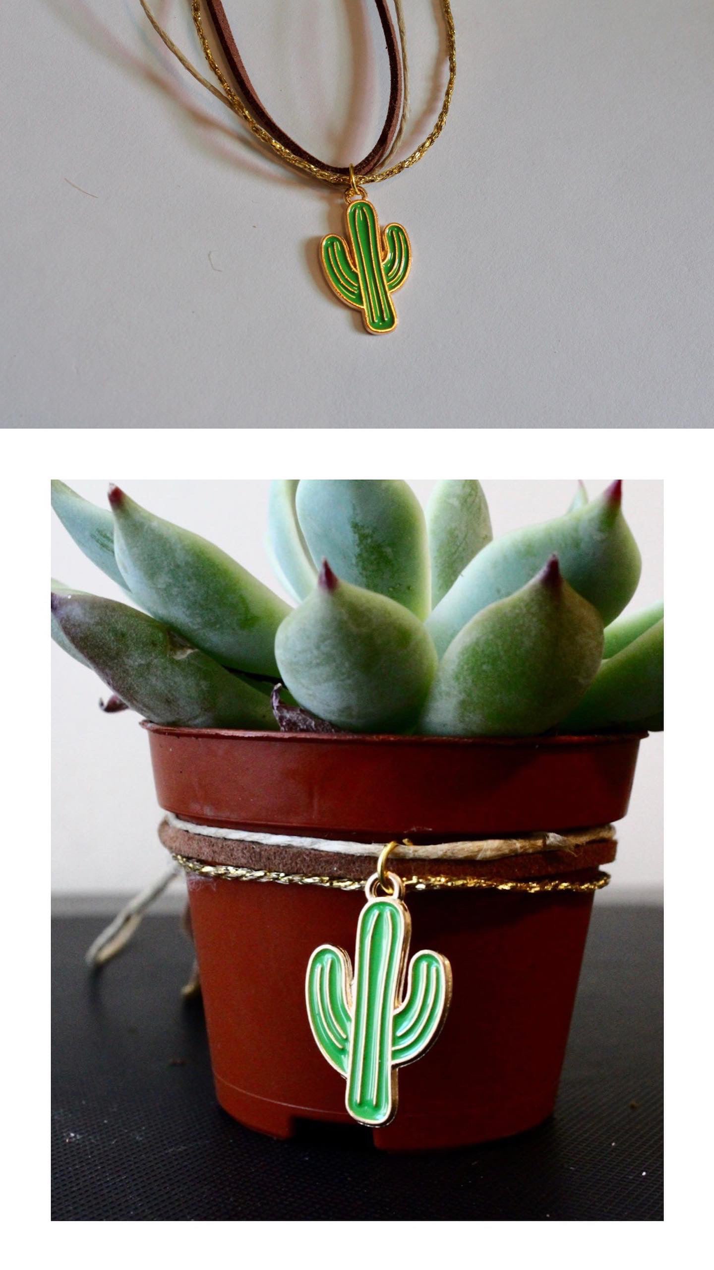 Lime Green Cactus Plant Charm