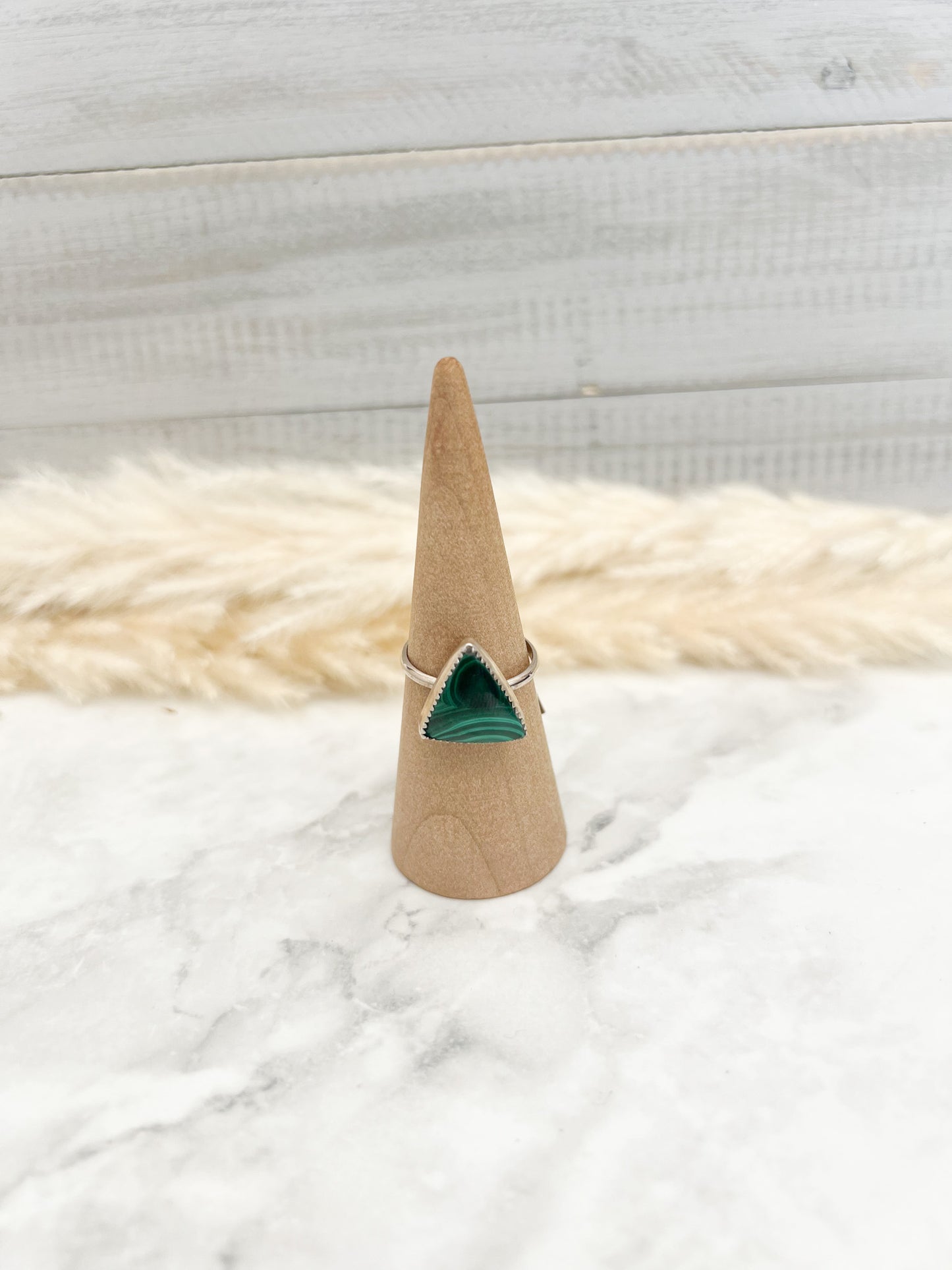 Malachite Triangle Rings- # 7 Size:9