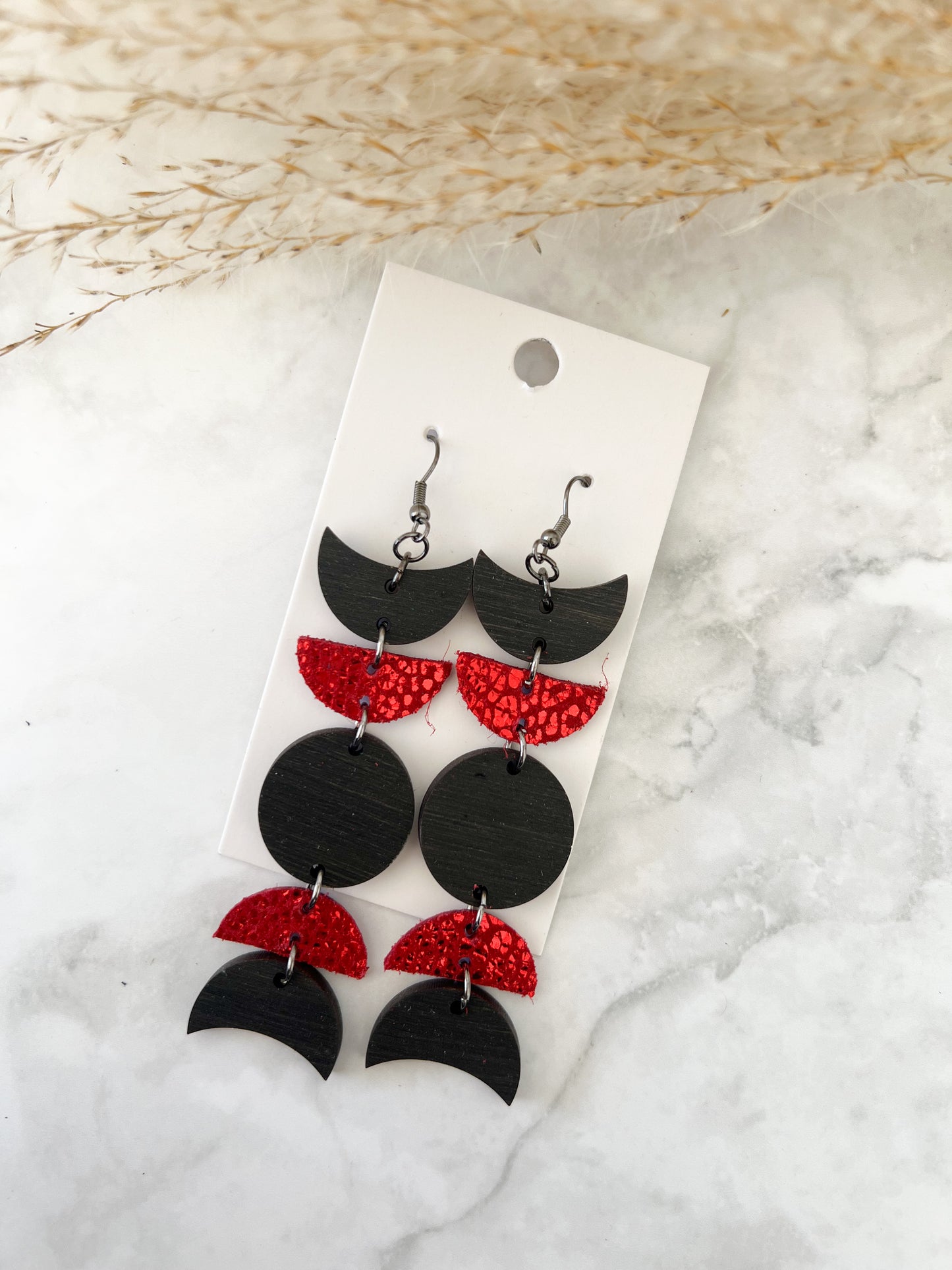 Moon Leather Earrings