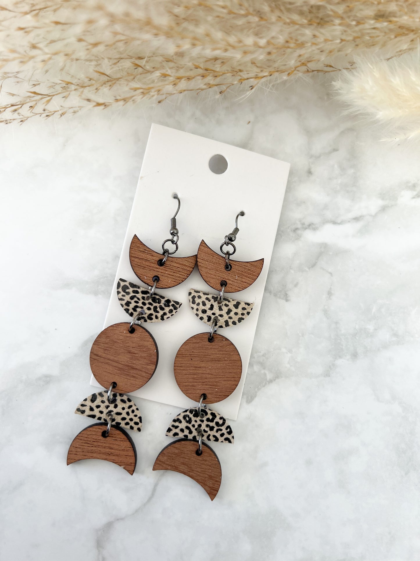 Moon Leather Earrings