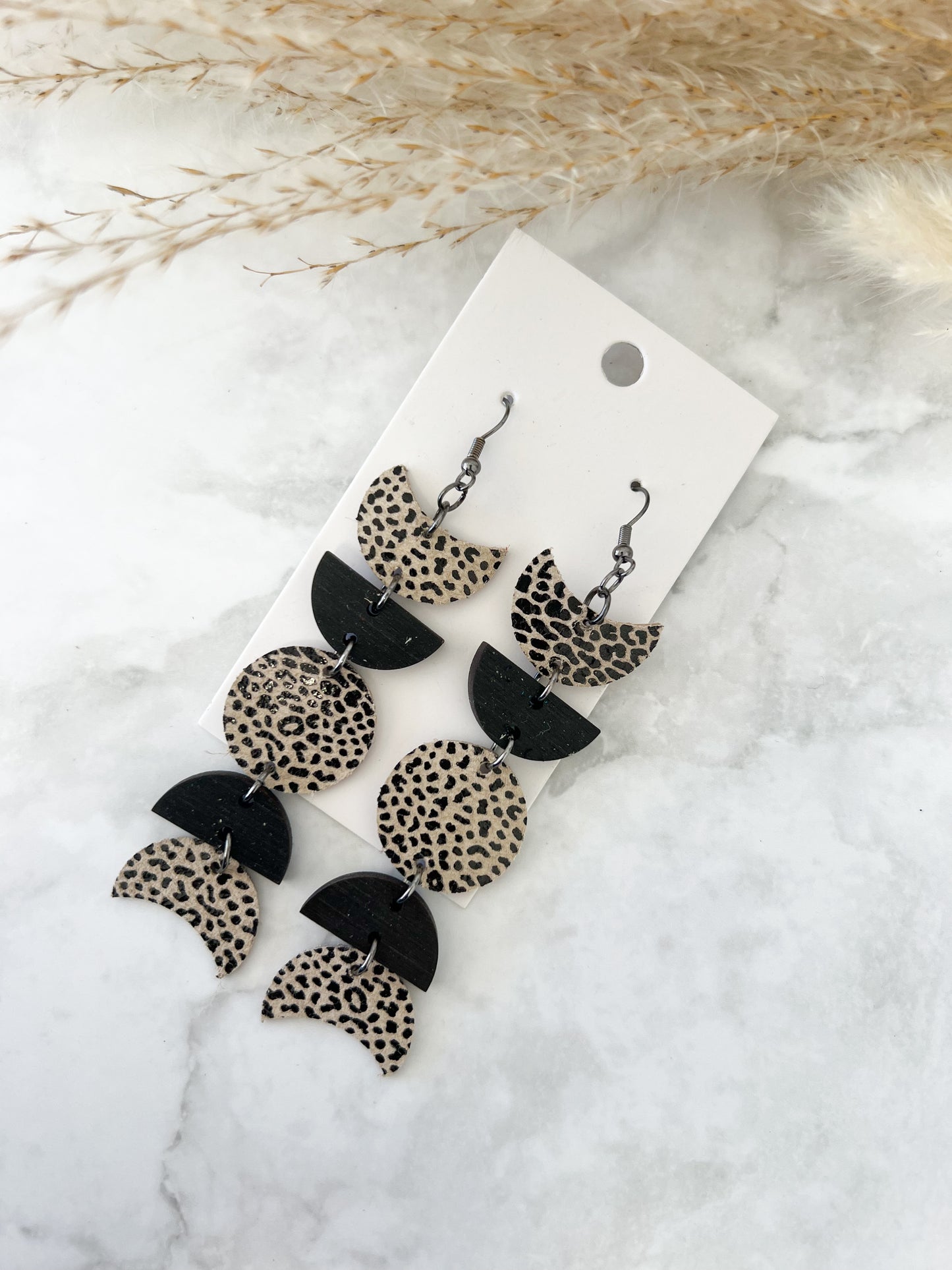 Moon Leather Earrings