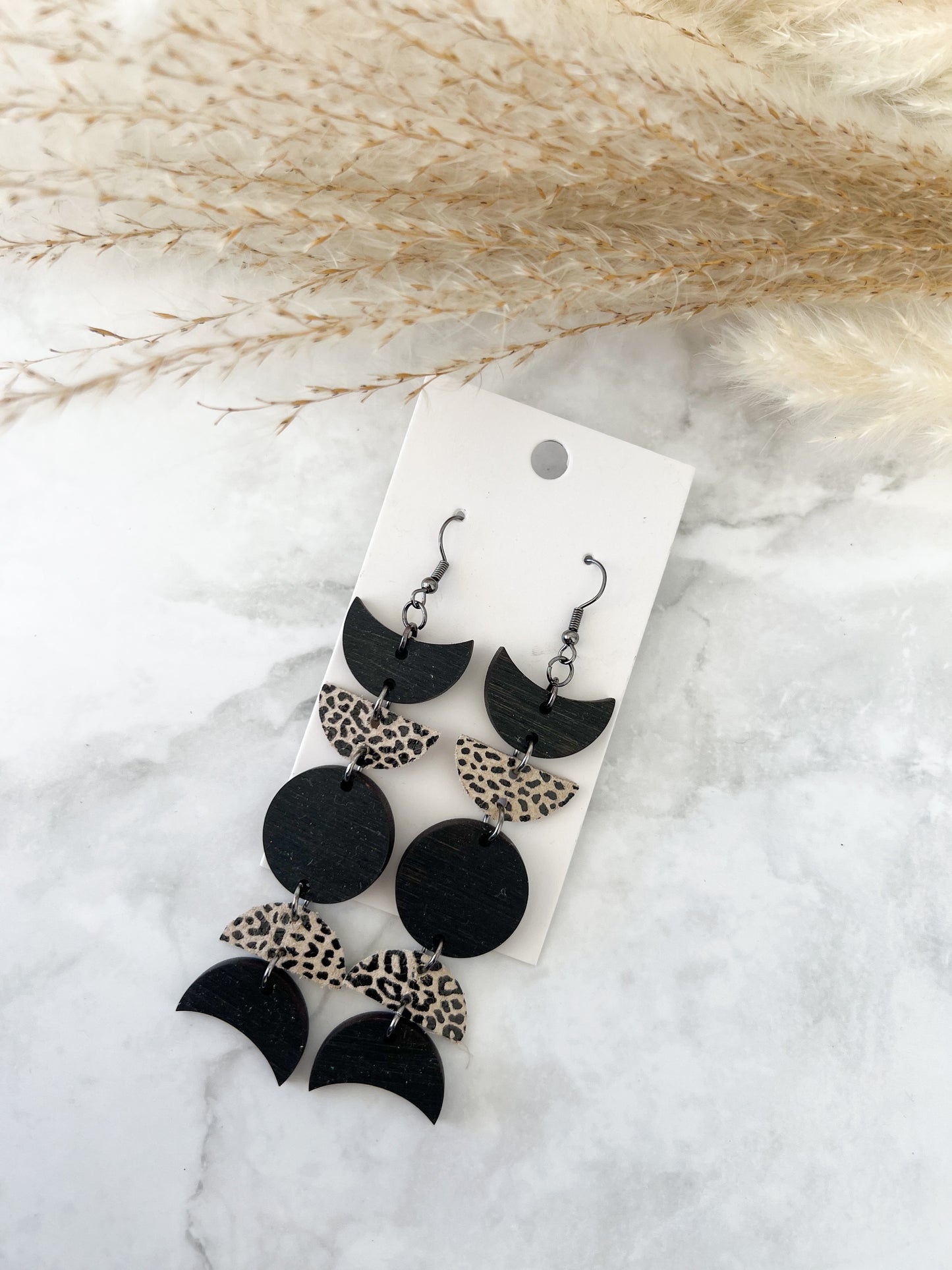 Moon Leather Earrings