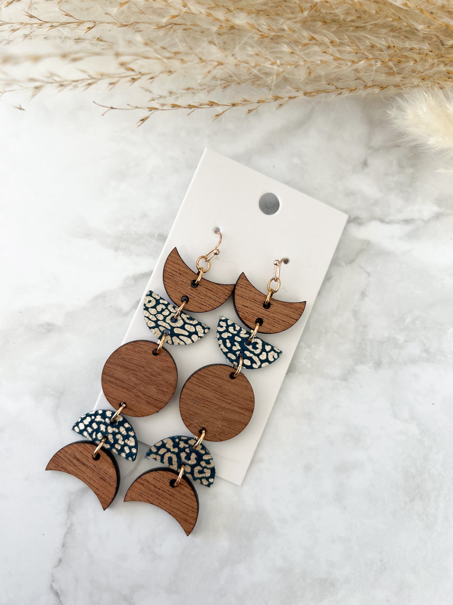 Moon Leather Earrings