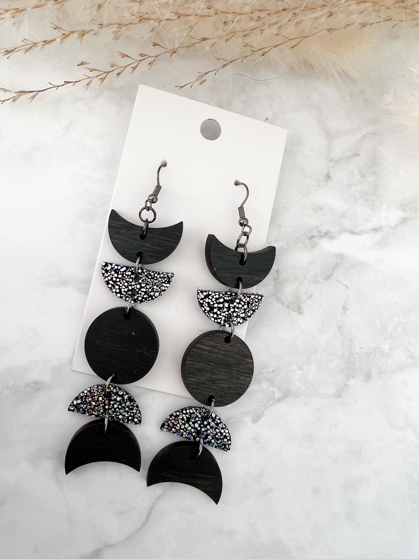 Moon Leather Earrings