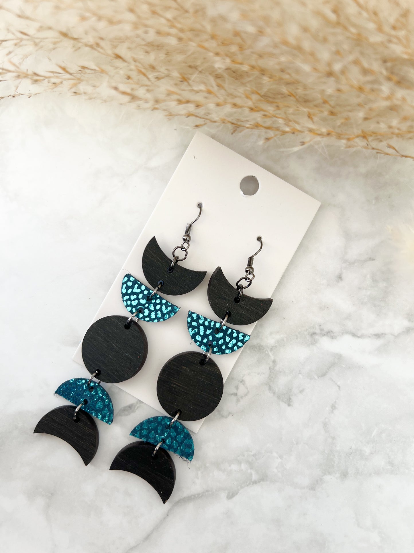 Moon Leather Earrings