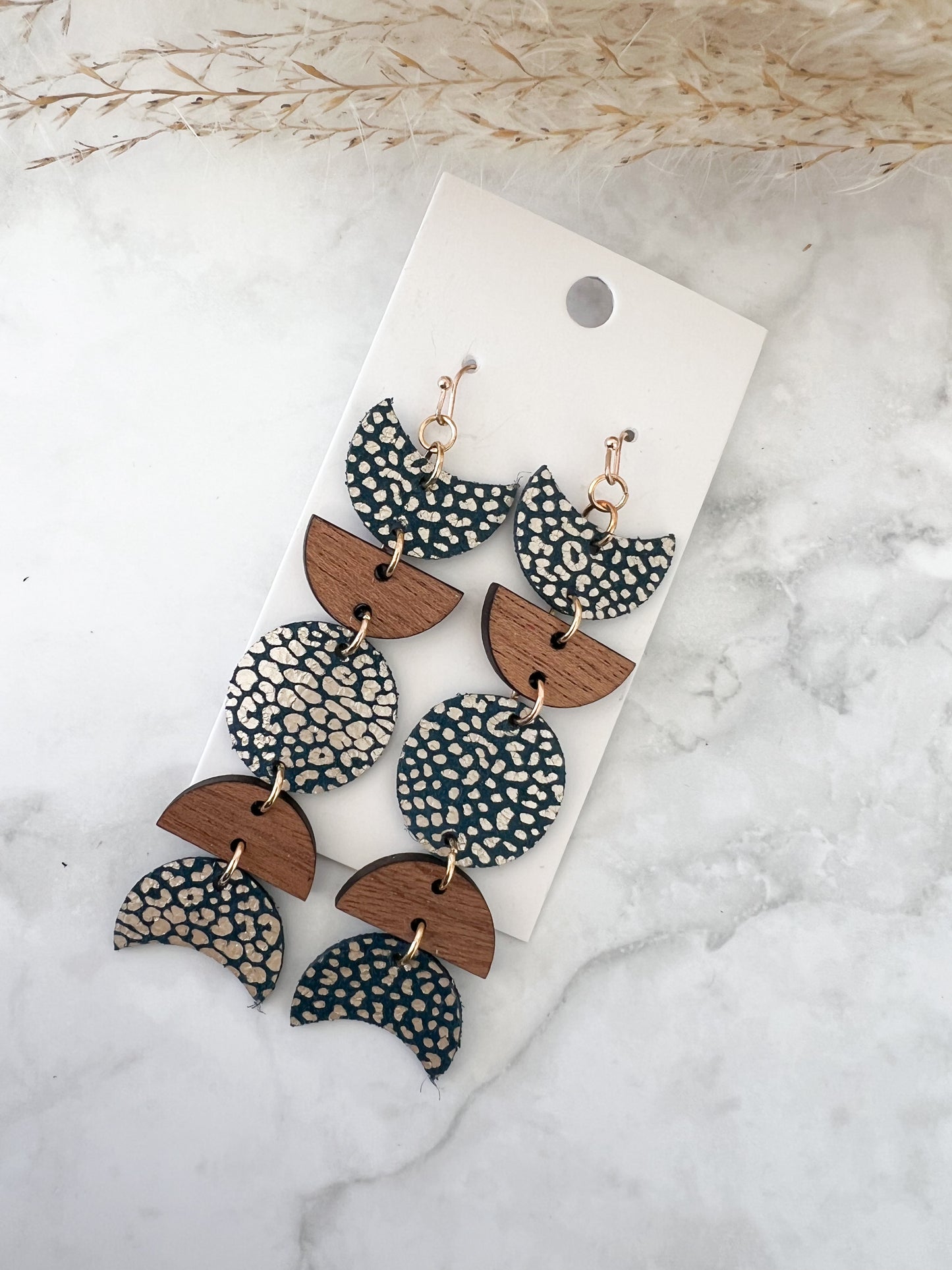 Moon Leather Earrings