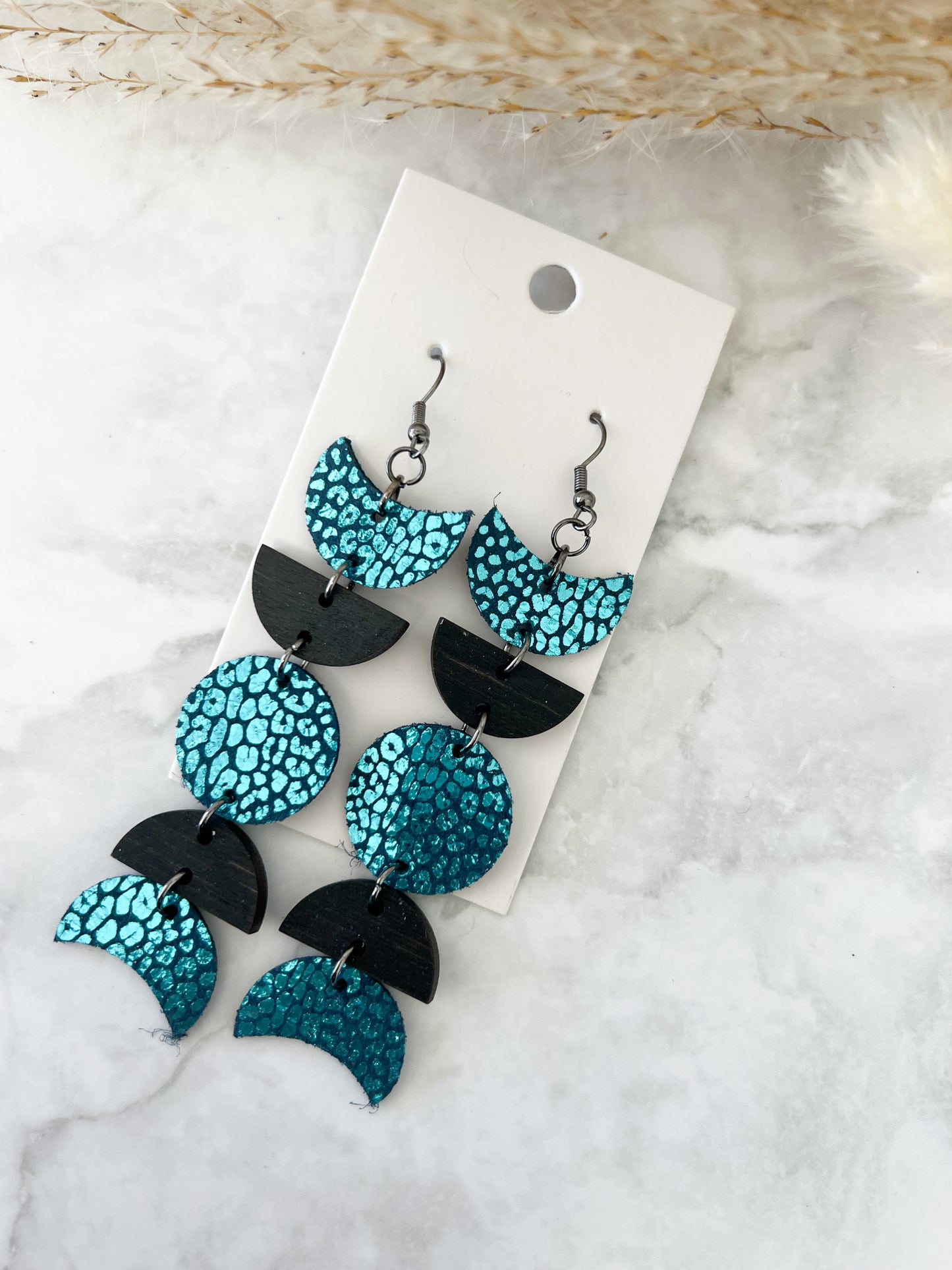 Moon Leather Earrings