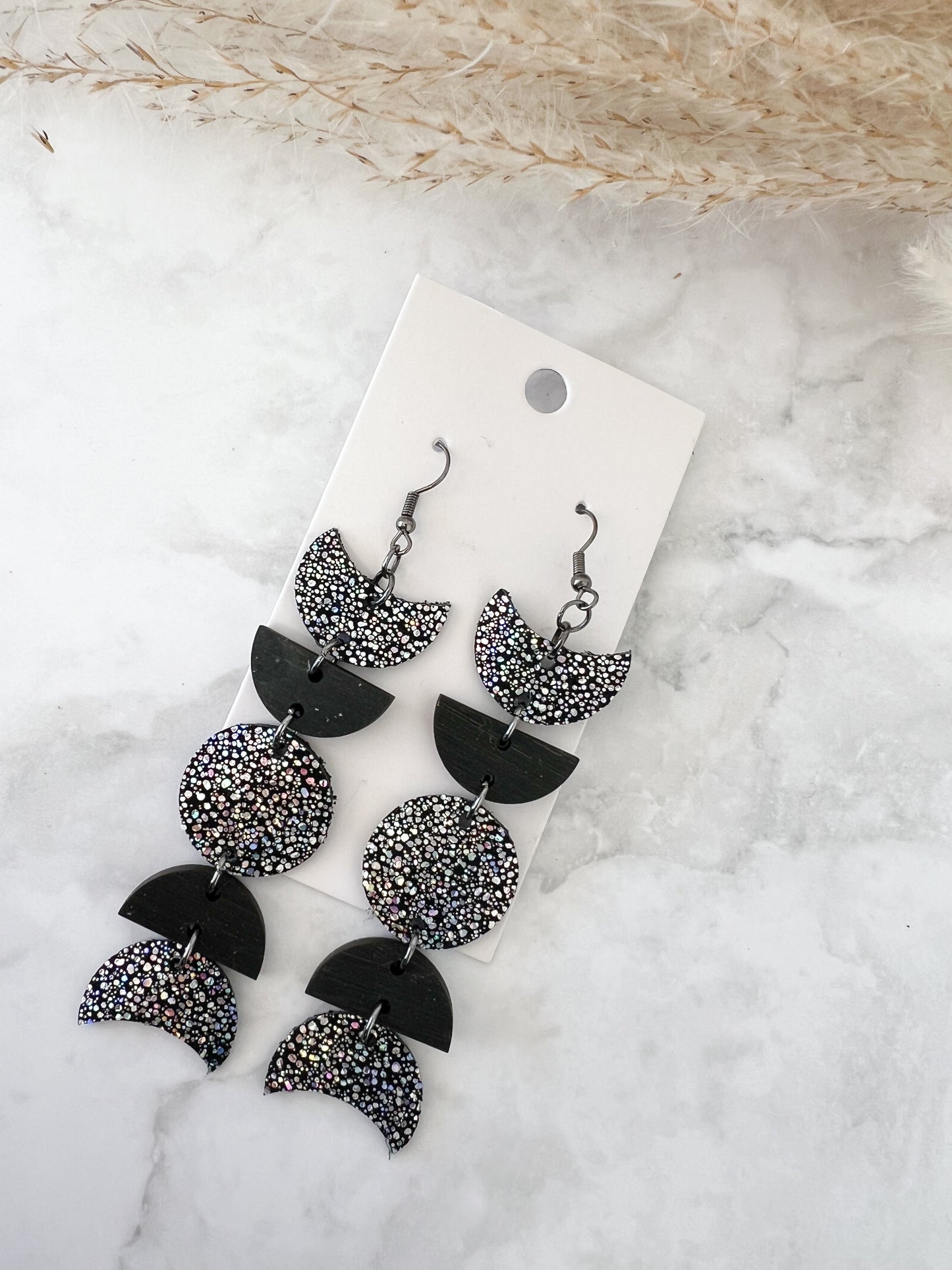 Moon Leather Earrings