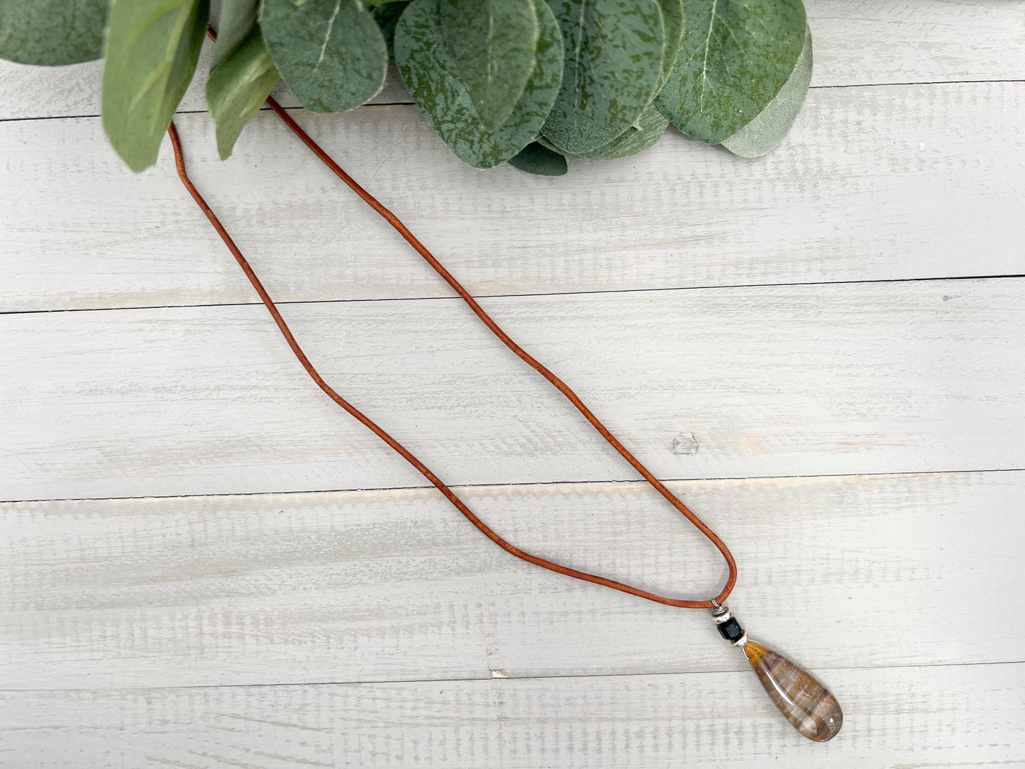 Petrified Wood & Blue Gold Necklace