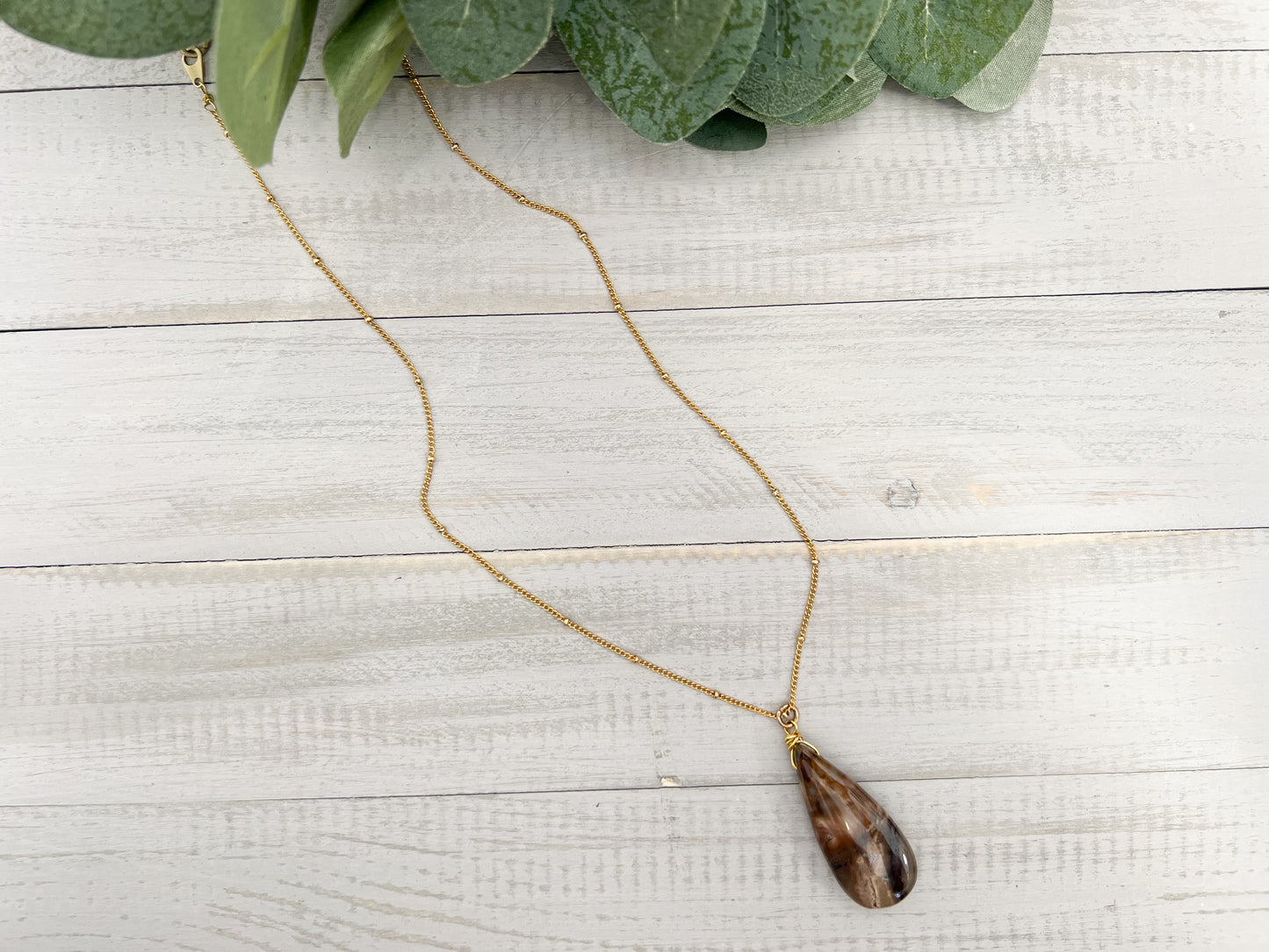 Petrified Wood Chain Necklace 001