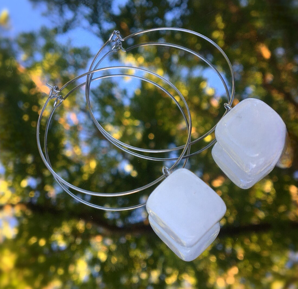 Quartz Chunk Hoops