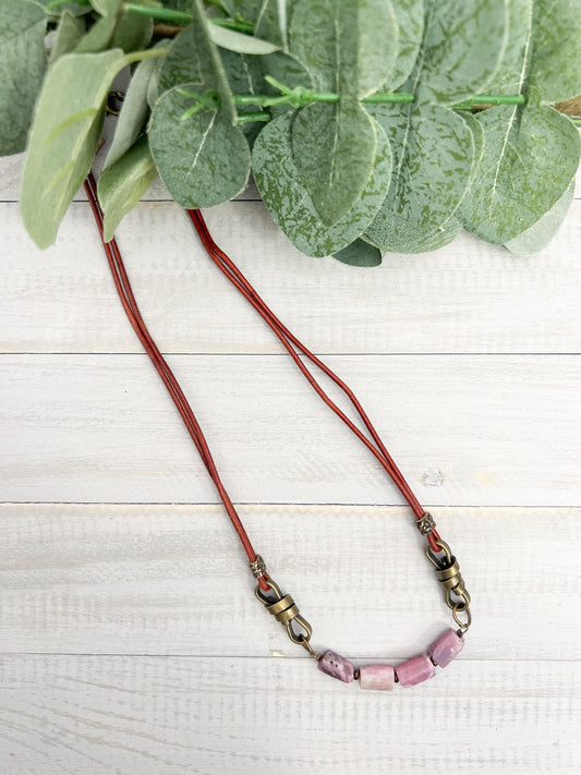 Raw Pink Ruby Knot Necklace