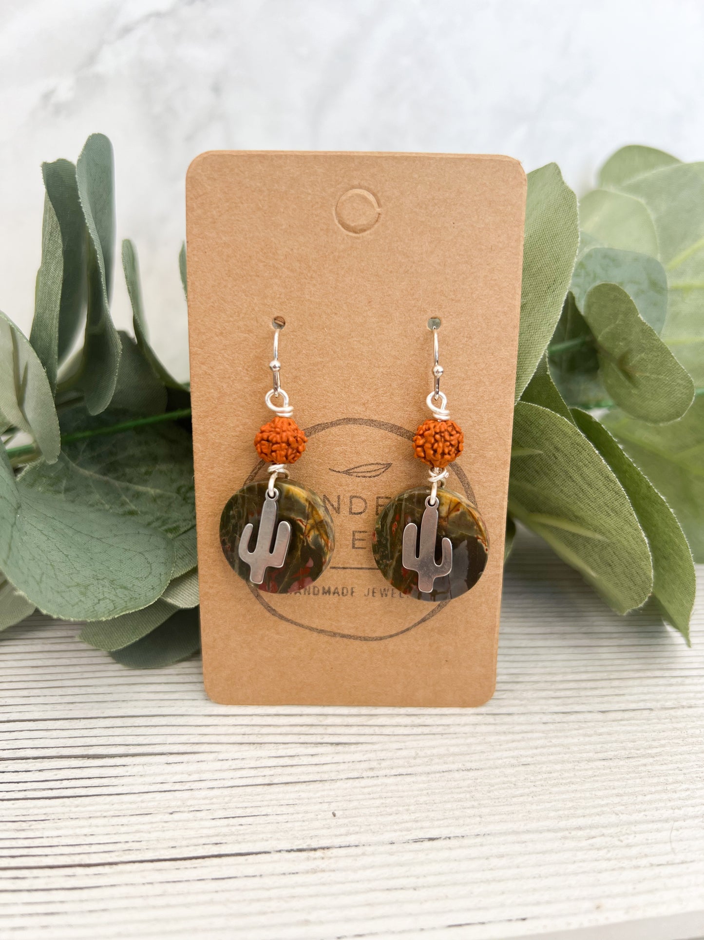 Red Creek Jasper Cactus Earrings 002