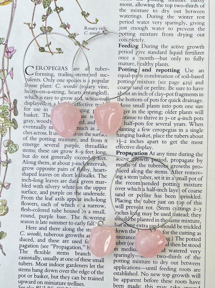 Rose Quartz Nugget Hoops