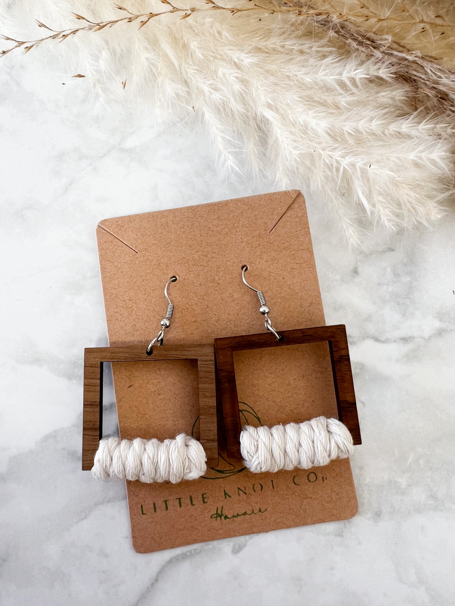 Square Wood Earrings