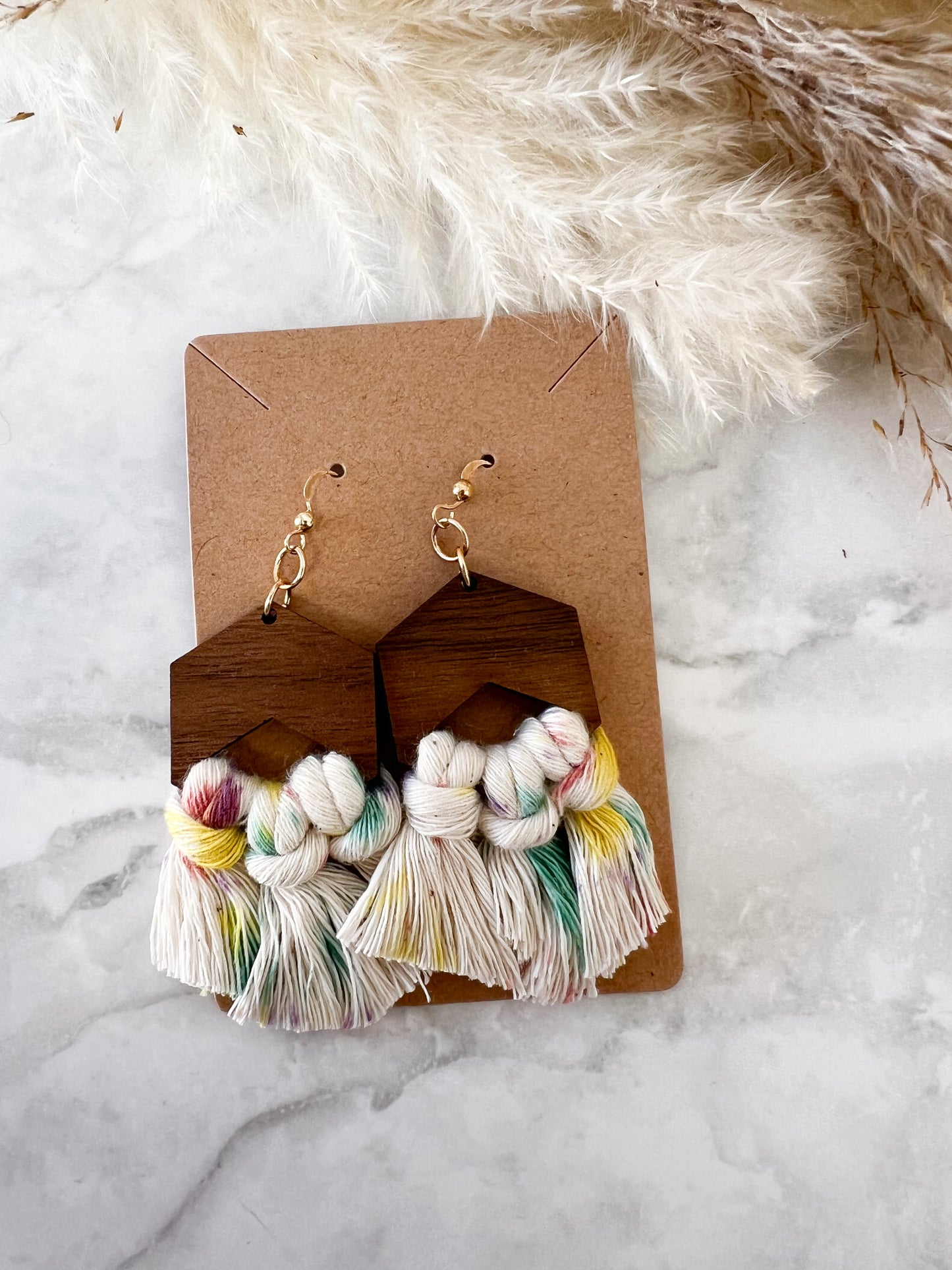 Tie Dye Wood Earrings