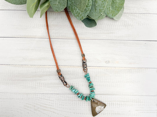 Turquoise Ammonite Fossil Necklace