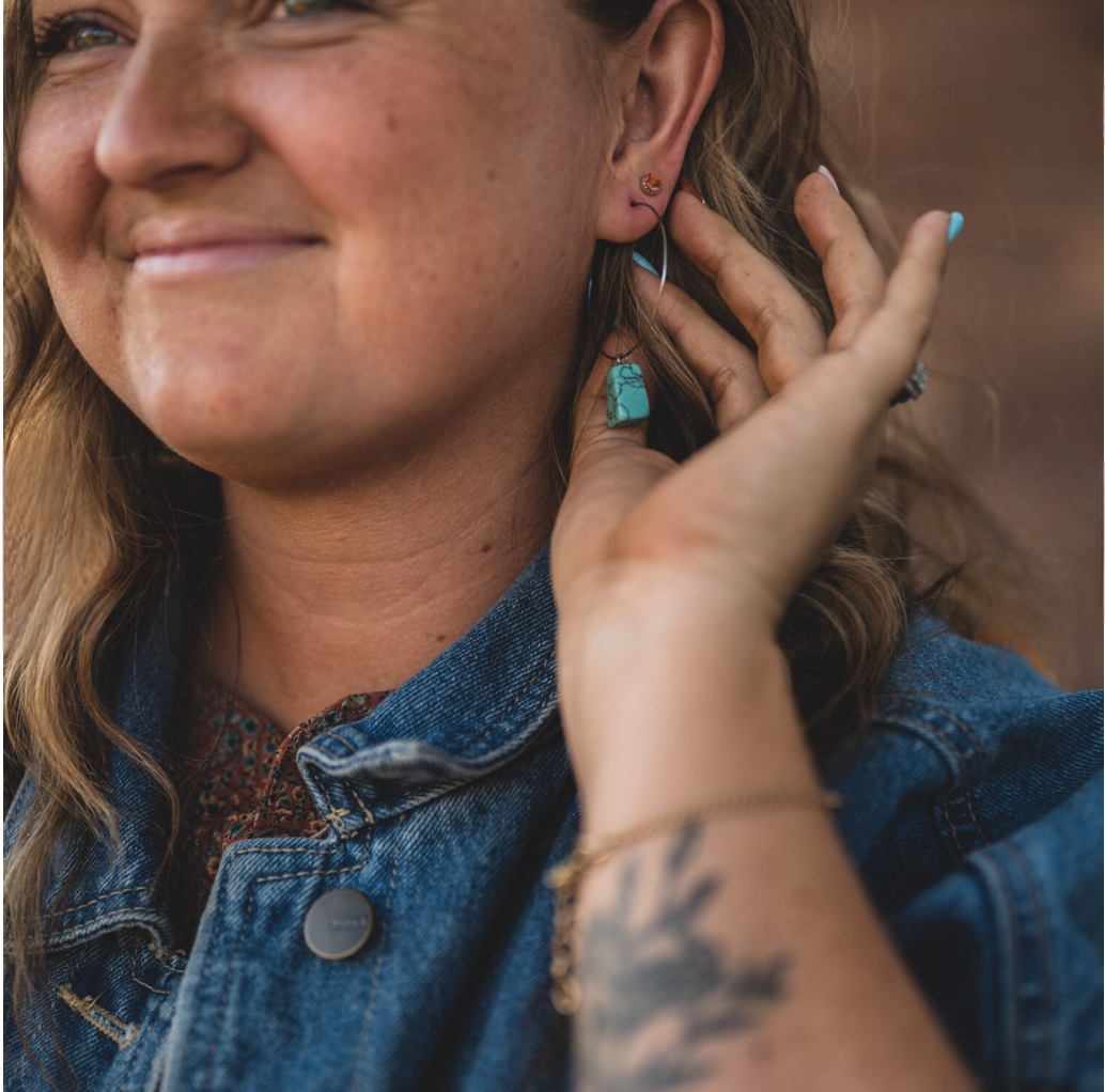 Turquoise Chunk Hoops